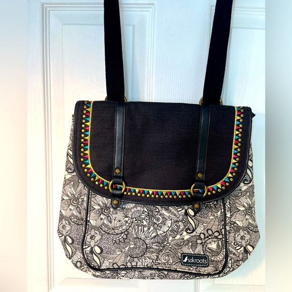 Sakroots Convertible Backpack Bag Black & White Paisley Birdie BRAND NEW w/o Tag - Picture 1 of 11